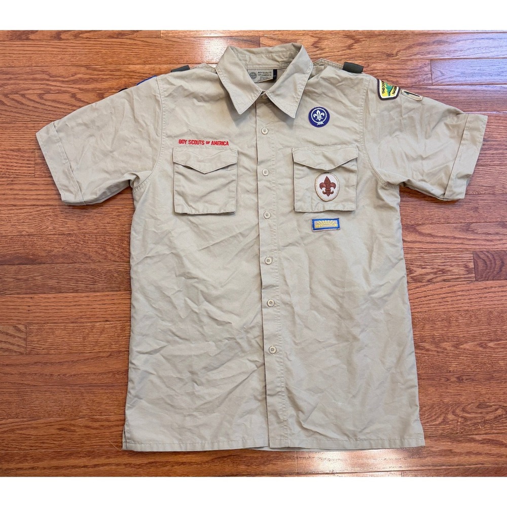 Boy Scouts of America Uniform Shirt Mens Small Patches Theodore Roosevelt NY